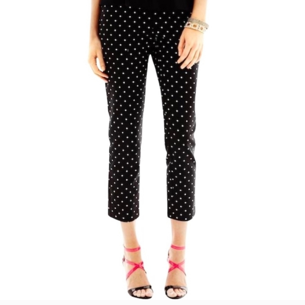 Liz Clairborne Career Cropped Ankle Emma Polka Dot Pants M Black Capri Y2k